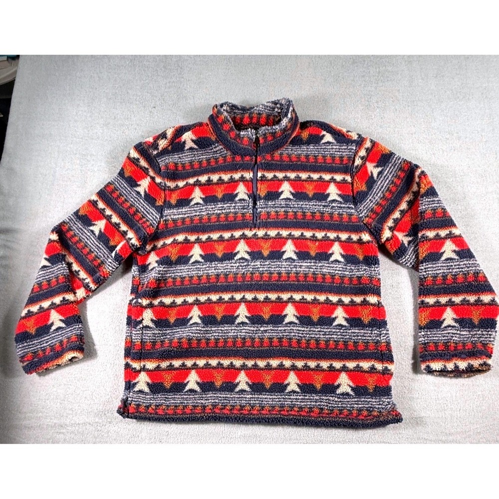 Mountain and Isles Men's L Aztec Fleece 1/4 Zip Pullover Tribal Pattern‎ Camping
